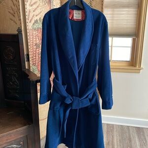 Men’s Bathrobe Blue Velour Medium Pockets Vintage 60’s State O Maine Hahne & Co.